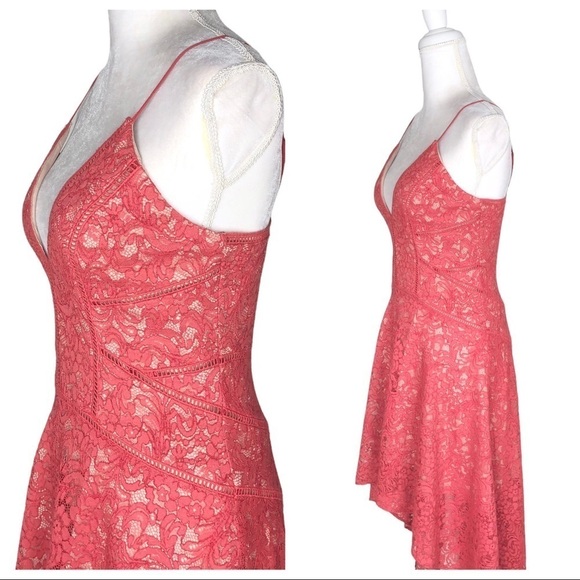 The Jetset Diaries salmon lace Rava dress high/low maxi straps small TJD - Picture 10 of 15